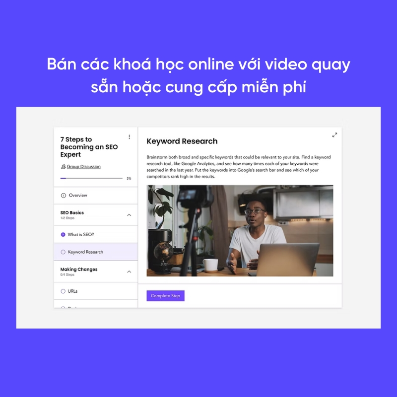 Giao diện quản lý khóa học online