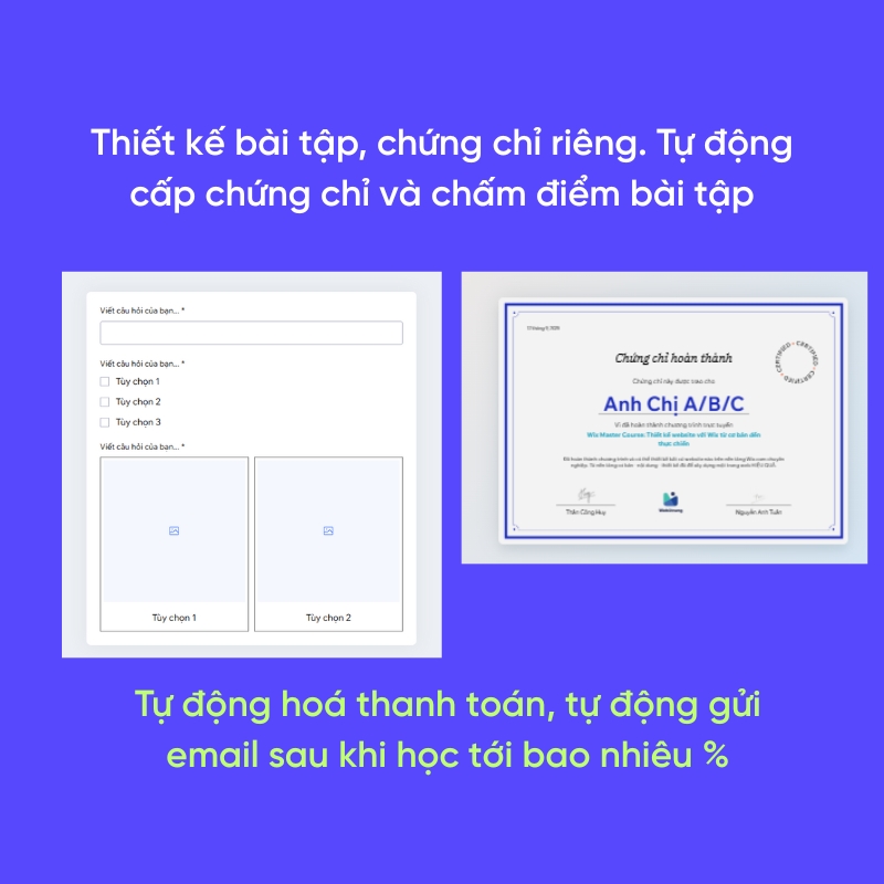 Giao diện quản lý khóa học online