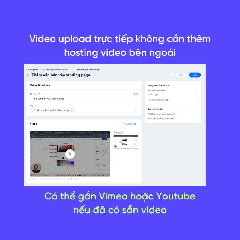 Giao diện quản lý khóa học online