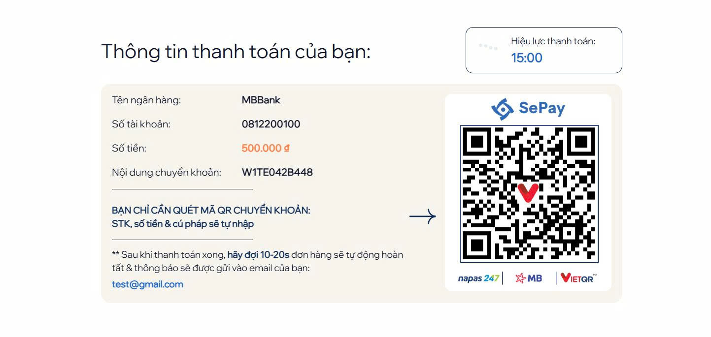 Check thanh toán realtime